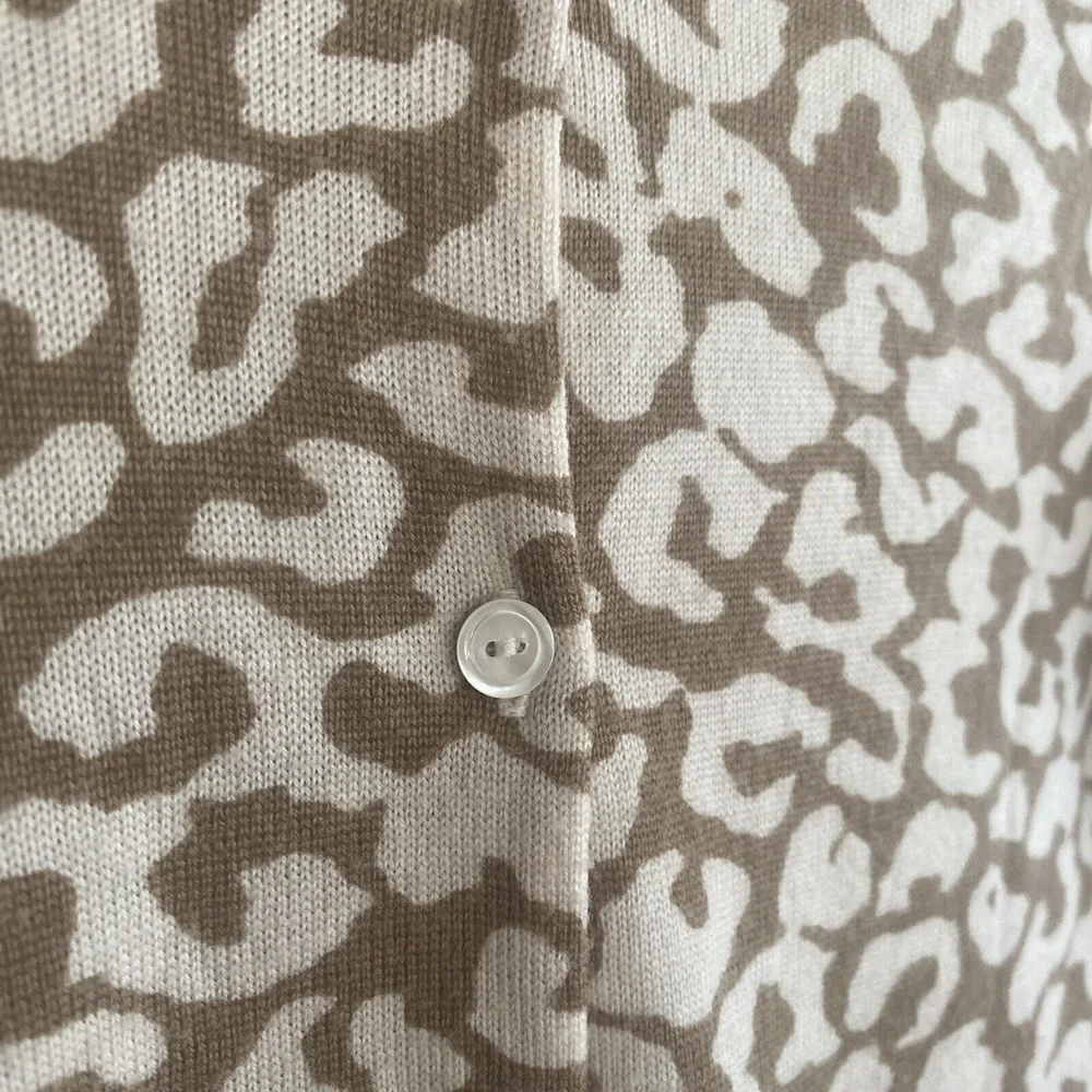 J Crew Animal‎ Print Merino Wool Cardigan Sweater Ruffle Trim Size XS
